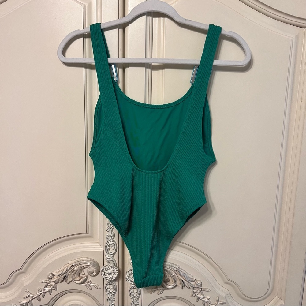 Aerie Scoop Cheekiest One-Piece Swimsuit, Crinkle Birthday, Kelly Green, Medium - Picture 12 of 13